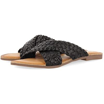 GIOSEPPO UPALA Damen-Sandalen in Malvenfarbe mit geflochtenen Riemen, Schwarz, 36 EU GIOSEPPO UPALA Damen-Sandalen in Malvenfarbe mit geflochtenen Riemen, Schwarz, 36 EU