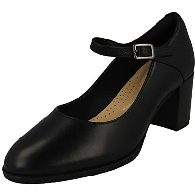 Clarks Premium Damen Freva55 Strap Pumpe, Black Leather, Numeric_42 EU Clarks Premium Damen Freva55 Strap Pumpe, Black Leather, Numeric_42 EU