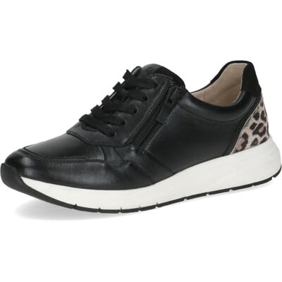 CAPRICE Damen Sneaker flach aus Leder mit Reißverschluss, Schwarz (Black Comb), 38 EU CAPRICE Damen Sneaker flach aus Leder mit Reißverschluss, Schwarz (Black Comb), 38 EU