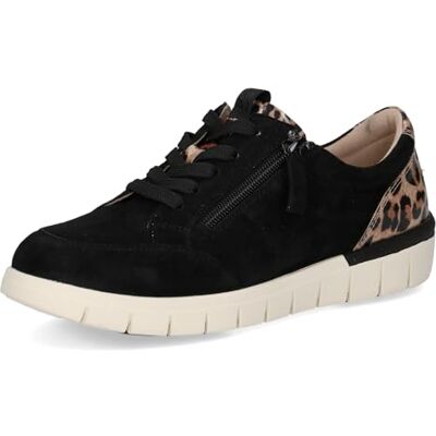 CAPRICE Comfort Damen Sneaker flach aus Leder Mehrweite H, Mehrfarbig (Black Leo Comb), 36 EU CAPRICE Comfort Damen Sneaker flach aus Leder Mehrweite H, Mehrfarbig (Black Leo Comb), 36 EU