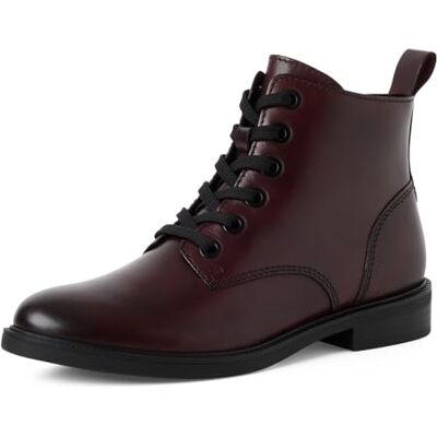 MARCO TOZZI Damen Stiefeletten zum Schnüren aus Leder mit Reißverschluss, Rot (Bordeaux), 36 EU MARCO TOZZI Damen Stiefeletten zum Schnüren aus Leder mit Reißverschluss, Rot (Bordeaux), 36 EU
