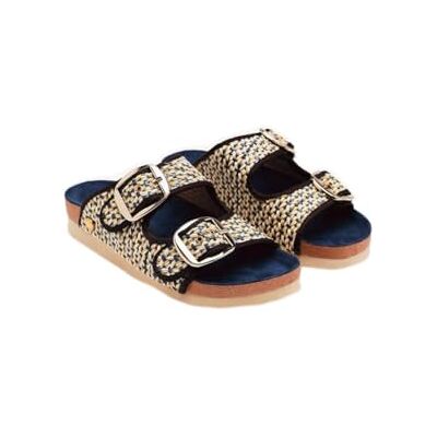 GIOSEPPO Rafia-Sandalen und Pershing-Schnallen, Marineblau, 37 EU GIOSEPPO Rafia-Sandalen und Pershing-Schnallen, Marineblau, 37 EU