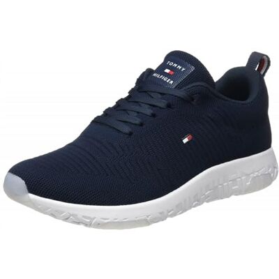 Tommy Hilfiger Herren Runner Sneaker Corporate Knit Rib Runner Sportschuhe, Blau (Desert Sky), 40 Tommy Hilfiger Herren Runner Sneaker Corporate Knit Rib Runner Sportschuhe, Blau (Desert Sky), 40
