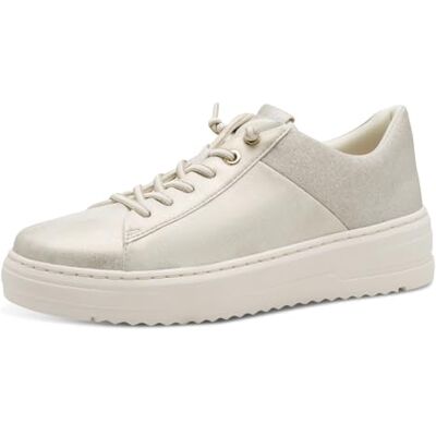 MARCO TOZZI Damen Sneaker flach mit Schnürsenkeln Elegant, Gold (Dune met.Comb), 41 EU MARCO TOZZI Damen Sneaker flach mit Schnürsenkeln Elegant, Gold (Dune met.Comb), 41 EU