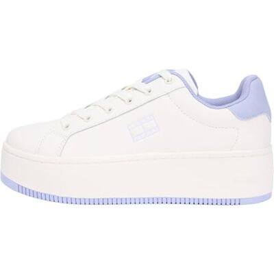 Tommy Jeans Damen Flatform Sneaker Essential Low Top, Weiß (Ivory/Periwinkle Dust), 35 Tommy Jeans Damen Flatform Sneaker Essential Low Top, Weiß (Ivory/Periwinkle Dust), 35