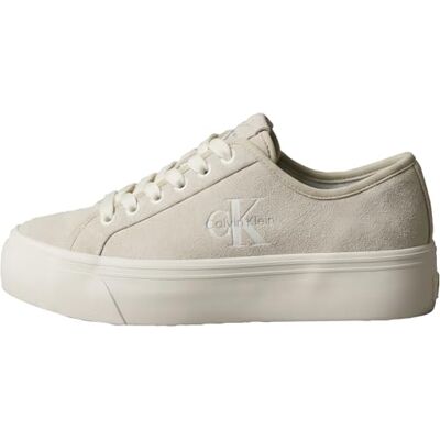 Calvin Damen Vulcanized Sneaker Laceup Suede mit Logo, Weiß (Marshmallow), 37 Calvin Damen Vulcanized Sneaker Laceup Suede mit Logo, Weiß (Marshmallow), 37
