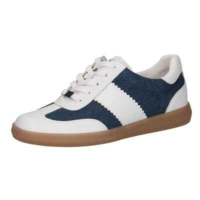 CAPRICE Damen Sneaker flach aus Leder Freizeit, Mehrfarbig (White/Jeans), 40.5 EU CAPRICE Damen Sneaker flach aus Leder Freizeit, Mehrfarbig (White/Jeans), 40.5 EU