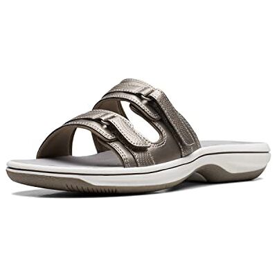 Clarks Damen Breeze Piper Schiebe-Sandalen, Zinn Synthetik, 41 EU Clarks Damen Breeze Piper Schiebe-Sandalen, Zinn Synthetik, 41 EU