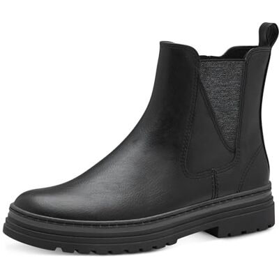 MARCO TOZZI Damen Chelsea Boots Flach mit Reißverschluss, Schwarz (Black), 39 EU MARCO TOZZI Damen Chelsea Boots Flach mit Reißverschluss, Schwarz (Black), 39 EU