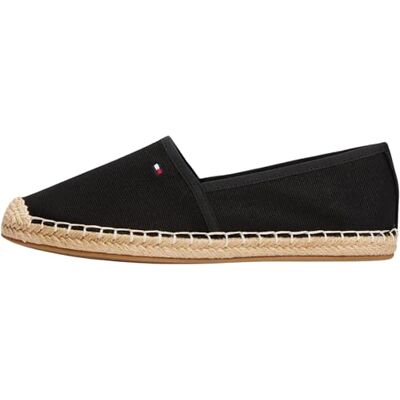 Tommy Hilfiger Damen Espadrilles Flag Canvas mit Logo, Schwarz (Black), 35 Tommy Hilfiger Damen Espadrilles Flag Canvas mit Logo, Schwarz (Black), 35