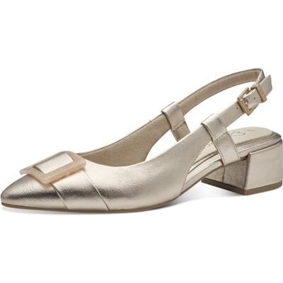 MARCO TOZZI Damen Slingpumps Spitz Vegan, Beige (Platinum), 38 EU MARCO TOZZI Damen Slingpumps Spitz Vegan, Beige (Platinum), 38 EU