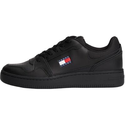 Tommy Jeans Herren Cupsole Sneaker TJM Retro Basket Low Top, Schwarz (Black), 44 Tommy Jeans Herren Cupsole Sneaker TJM Retro Basket Low Top, Schwarz (Black), 44
