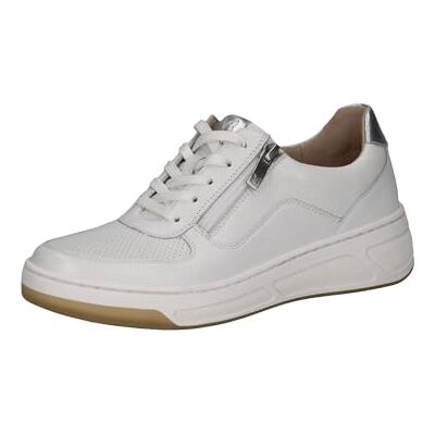 CAPRICE Damen Sneaker flach aus Leder mit Reißverschluss, Weiß (White/Silver), 37 EU CAPRICE Damen Sneaker flach aus Leder mit Reißverschluss, Weiß (White/Silver), 37 EU