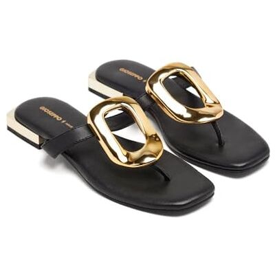 GIOSEPPO Damen Juwel Flache Sandale, Schwarz, 37 EU GIOSEPPO Damen Juwel Flache Sandale, Schwarz, 37 EU
