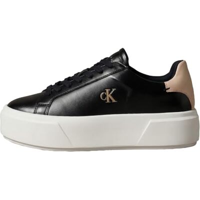 Calvin Damen Flatform Sneaker Lace Up aus Leder, Beige (Black/Tuscany), 38 Calvin Damen Flatform Sneaker Lace Up aus Leder, Beige (Black/Tuscany), 38