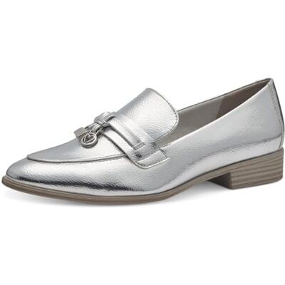 MARCO TOZZI Damen Loafer mit Absatz Elegant Bequem, Silber (Silber), 38 EU MARCO TOZZI Damen Loafer mit Absatz Elegant Bequem, Silber (Silber), 38 EU