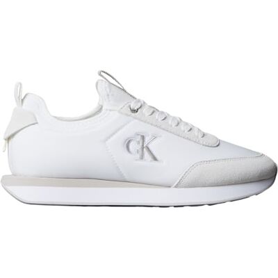 Calvin Damen Runner Sneaker Retro Sock Nylon mit Logo, Weiß (Bright White/Chateau), 35 Calvin Damen Runner Sneaker Retro Sock Nylon mit Logo, Weiß (Bright White/Chateau), 35