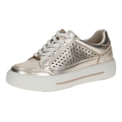 CAPRICE Damen Plateau Sneaker aus Leder mit Lochmuster, Metallisch (Platin Metal.), 40 EU CAPRICE Damen Plateau Sneaker aus Leder mit Lochmuster, Metallisch (Platin Metal.), 40 EU