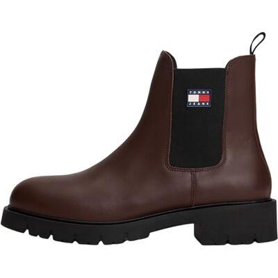 Tommy Jeans Damen Chelsea Boots aus Leder, Braun (Dark Mocha), 37 Tommy Jeans Damen Chelsea Boots aus Leder, Braun (Dark Mocha), 37