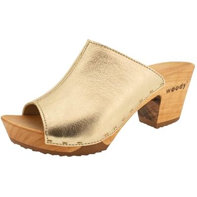 woody Damen Elly Clog Pantolette, Gold, Größe 39 woody Damen Elly Clog Pantolette, Gold, Größe 39