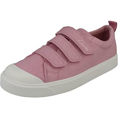 Clarks Mädchen City Vibe K Sneaker, Pink Canvas, 34 EU Clarks Mädchen City Vibe K Sneaker, Pink Canvas, 34 EU