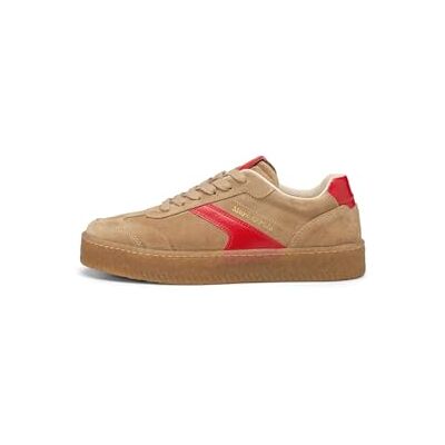 Marc O' Polo Marc OߴPolo Damen Sneaker flach aus Veloursleder mit Wechselfußbett, Braun (Light Pure Sand/Red), 36 Marc O' Polo Marc OߴPolo Damen Sneaker flach aus Veloursleder mit Wechselfußbett, Braun (Light Pure Sand/Red), 36