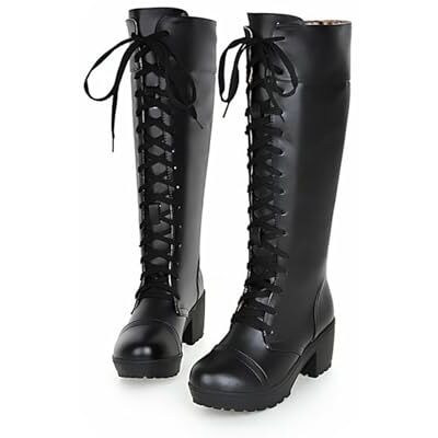 YhdtHSF 5CM Damen Hochhackige Stiefel Sexy Runde Zehe Klotzige Ferse Schnürung Hoher Absatz Mittlere Wadenstiefel YhdtHSF 5CM Damen Hochhackige Stiefel Sexy Runde Zehe Klotzige Ferse Schnürung Hoher Absatz Mittlere Wadenstiefel