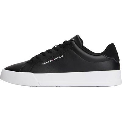 Tommy Hilfiger Herren Court Sneaker Court mit Logo, Schwarz (Black), 46 Tommy Hilfiger Herren Court Sneaker Court mit Logo, Schwarz (Black), 46