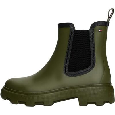 Tommy Hilfiger Damen Low Boot Stiefel Flag Ankle Warm Lining Regenstiefel, Grün (Huntsman Green), 38 Tommy Hilfiger Damen Low Boot Stiefel Flag Ankle Warm Lining Regenstiefel, Grün (Huntsman Green), 38
