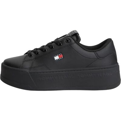 Tommy Jeans Damen Cupsole Sneaker Script Flatform Low Top, Schwarz (Black), 40 Tommy Jeans Damen Cupsole Sneaker Script Flatform Low Top, Schwarz (Black), 40