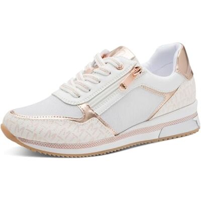 MARCO TOZZI Damen Sneaker weiches Feel Me Wechselfußbett Leder weiches Innenfutter Vegan Modern, weiß (White/Rose), 37 EU MARCO TOZZI Damen Sneaker weiches Feel Me Wechselfußbett Leder weiches Innenfutter Vegan Modern, weiß (White/Rose), 37 EU