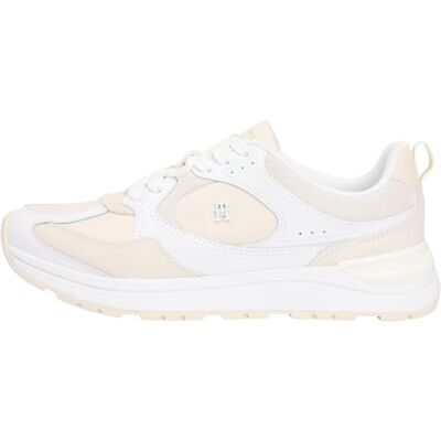 Tommy Hilfiger Damen Runner Sneaker Casual Fashion aus Leder, Weiß (White/Soft Cream), 40 Tommy Hilfiger Damen Runner Sneaker Casual Fashion aus Leder, Weiß (White/Soft Cream), 40