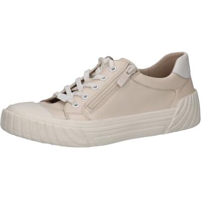 CAPRICE Damen Sneaker flach aus Leder mit Reißverschluss, Beige (Cream Comb), 39 EU CAPRICE Damen Sneaker flach aus Leder mit Reißverschluss, Beige (Cream Comb), 39 EU