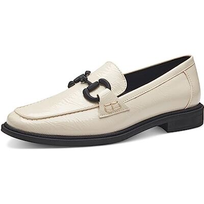 MARCO TOZZI Damen Loafer ohne Absatz Lack Business Slippers, Beige (Cream Pat. Cb.), 36 MARCO TOZZI Damen Loafer ohne Absatz Lack Business Slippers, Beige (Cream Pat. Cb.), 36