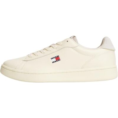 Tommy Jeans Herren Court Sneaker Archive '98 aus Leder, Beige (Calico), 43 Tommy Jeans Herren Court Sneaker Archive '98 aus Leder, Beige (Calico), 43