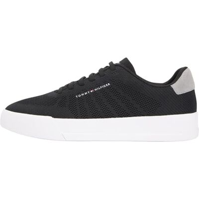 Tommy Hilfiger Herren Court Sneaker Knit Low Top, Schwarz (Black), 46 Tommy Hilfiger Herren Court Sneaker Knit Low Top, Schwarz (Black), 46
