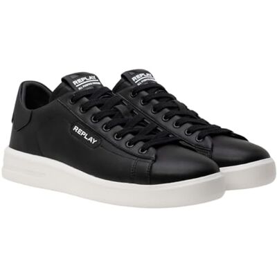 Replay Herren Sneaker aus Leder, Weiß (White Black 062), 40 Replay Herren Sneaker aus Leder, Weiß (White Black 062), 40