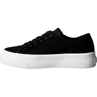 Calvin Damen Vulcanized Sneaker Lace Up Corduroy mit Plateau, Schwarz (Black), 37 Calvin Damen Vulcanized Sneaker Lace Up Corduroy mit Plateau, Schwarz (Black), 37