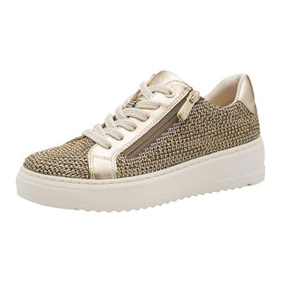 MARCO TOZZI Damen Sneaker flach mit Reißverschluss Low Top, Gold (Gold Comb), 38 EU MARCO TOZZI Damen Sneaker flach mit Reißverschluss Low Top, Gold (Gold Comb), 38 EU