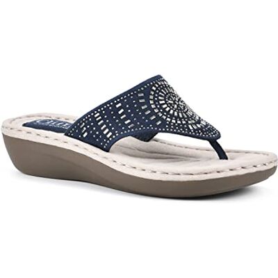 CLIFFS BY WHITE MOUNTAIN Damen Cienna Flipflop, Marineblau/Stoff, 39.5 EU CLIFFS BY WHITE MOUNTAIN Damen Cienna Flipflop, Marineblau/Stoff, 39.5 EU