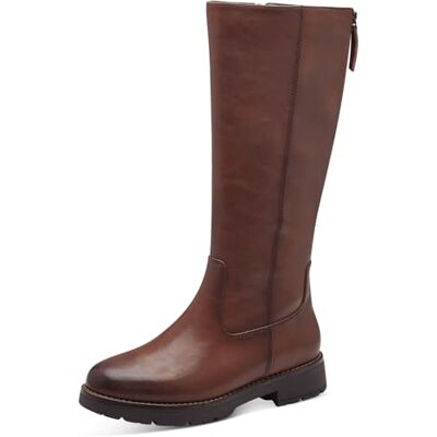 Jana Damen Hohe Stiefel ohne Absatz mit Reißverschluss Vegan, Braun (Cognac), 37 EU Jana Damen Hohe Stiefel ohne Absatz mit Reißverschluss Vegan, Braun (Cognac), 37 EU
