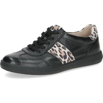 CAPRICE Damen Sneaker aus Leder, Schwarz (Black Deer COM), 37 CAPRICE Damen Sneaker aus Leder, Schwarz (Black Deer COM), 37