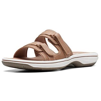 Clarks Damen Breeze Piper Slide Sandale, Warm Beige Synthetik, 37.5 EU Clarks Damen Breeze Piper Slide Sandale, Warm Beige Synthetik, 37.5 EU