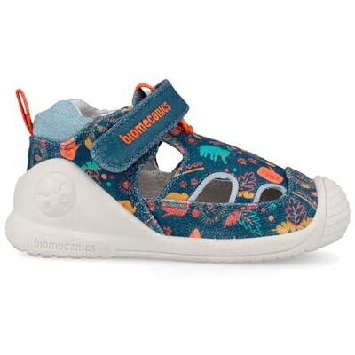 Biomecanics Sandalen aus Leinen, bedruckt mit Petrol Biomecanics Sandalen aus Leinen, bedruckt mit Petrol