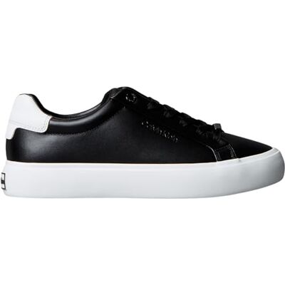 Calvin Damen Cupsole Sneaker Lace-Up aus Leder, Schwarz (Black/Bright White), 37 Calvin Damen Cupsole Sneaker Lace-Up aus Leder, Schwarz (Black/Bright White), 37