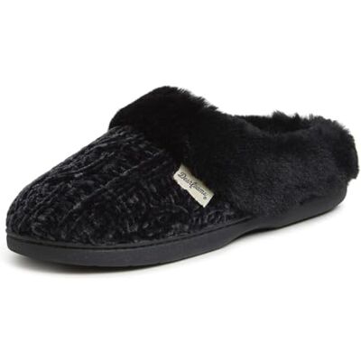 Dearfoams Damen Marled Cable Knit Chenille Clog with Wide Widths Slipper, schwarz, Large Dearfoams Damen Marled Cable Knit Chenille Clog with Wide Widths Slipper, schwarz, Large