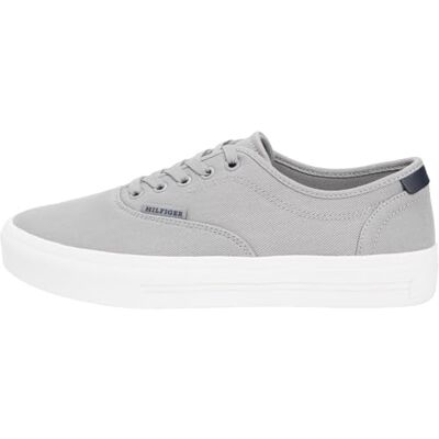 Tommy Hilfiger Herren Vulcanized Sneaker Cup Canvas Low Top, Grau (Universal Grey), 45 Tommy Hilfiger Herren Vulcanized Sneaker Cup Canvas Low Top, Grau (Universal Grey), 45