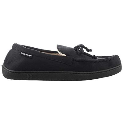 Isotoner Men's Microsuede Moccasin Slipper, Black, 8.5/9.5 UK Isotoner Men's Microsuede Moccasin Slipper, Black, 8.5/9.5 UK