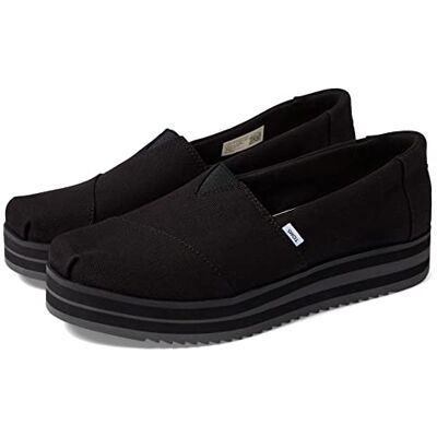 TOMS Flacher Slipper Damen, Schwarz Leinen, 38.5 EU TOMS Flacher Slipper Damen, Schwarz Leinen, 38.5 EU