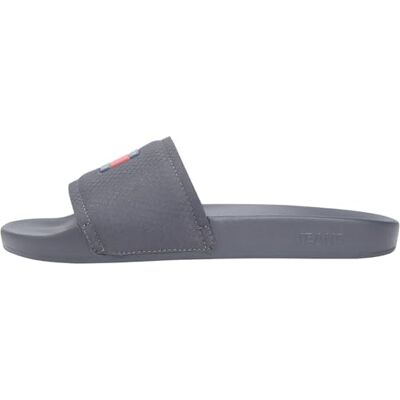 Tommy Jeans Herren Badeschuhe Pool Slide mit Logo, Grau (Washed Black), 45 Tommy Jeans Herren Badeschuhe Pool Slide mit Logo, Grau (Washed Black), 45